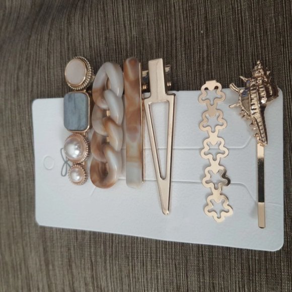 🆕 Faux Pearl Decor Hair Clip Set of 6 - Picture 7 of 8